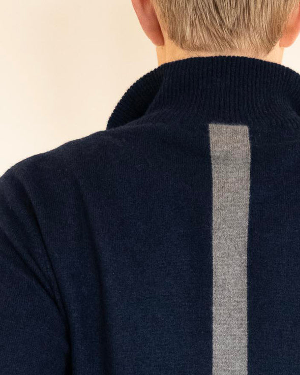 Christian half zip herre kashmir - navy/sand