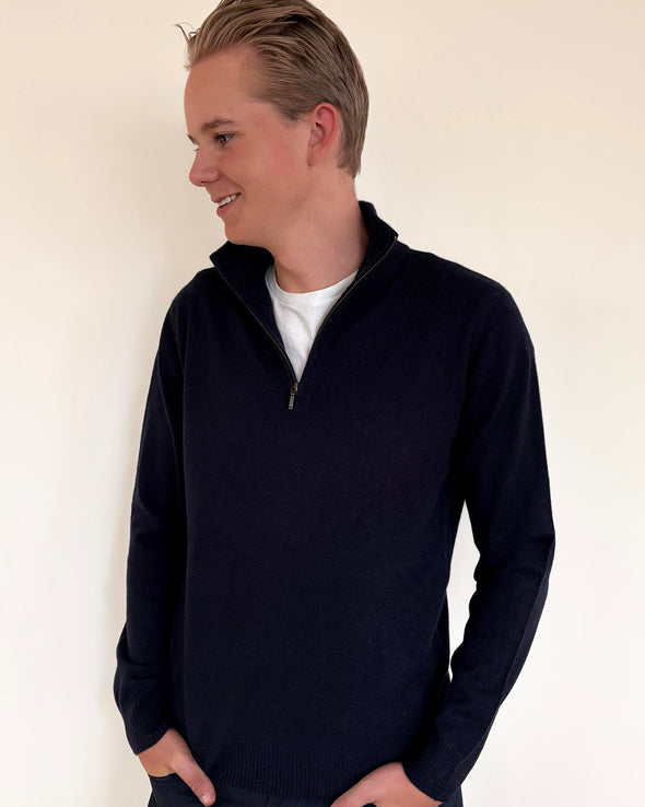 Christian half zip herre kashmir - navy/sand