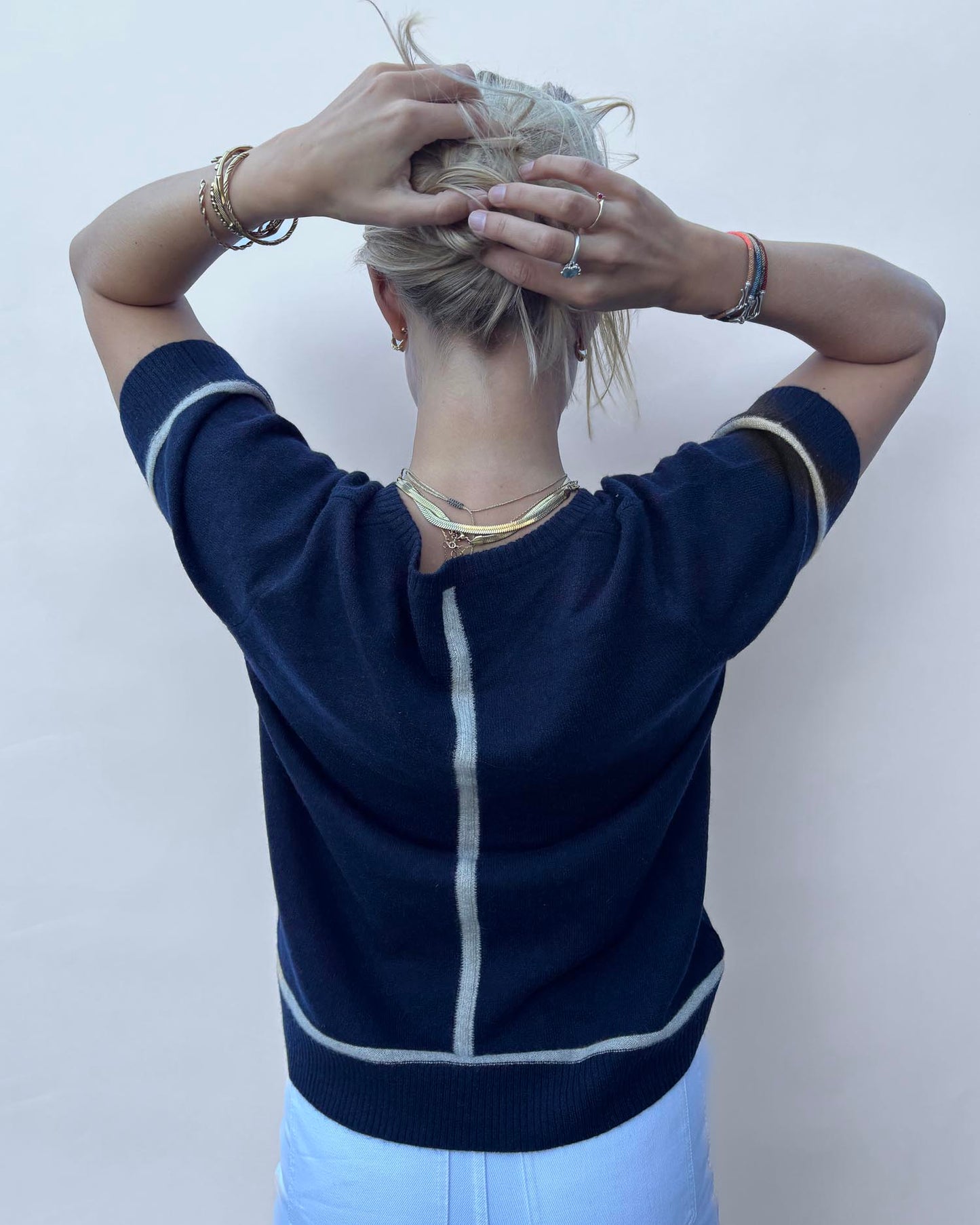 Colette short sleeve - Navy/lyssand