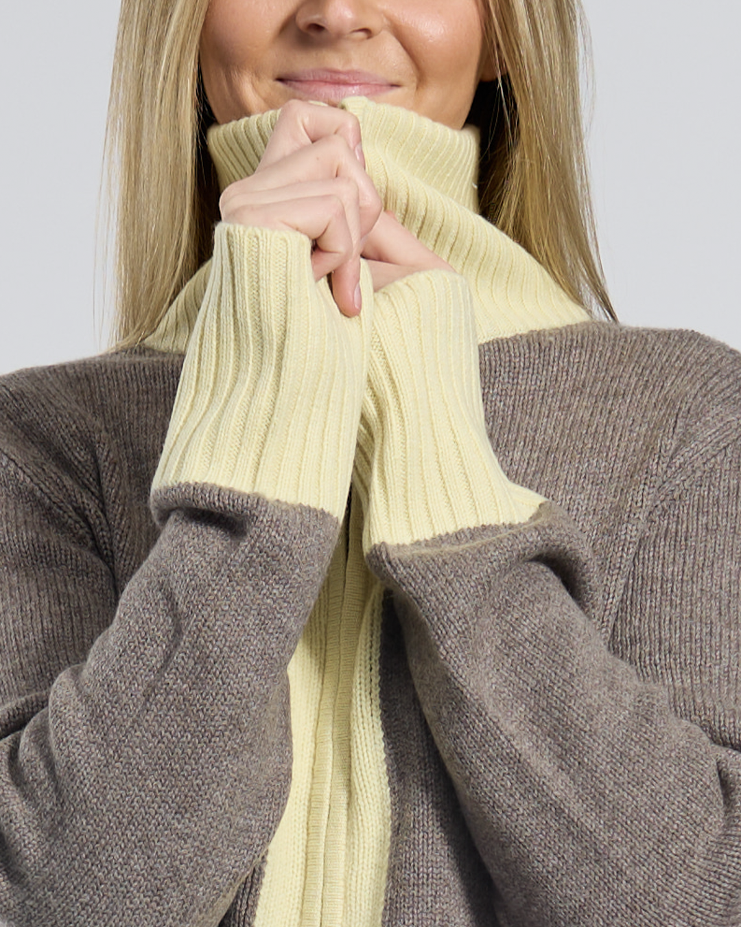 Contrast Cardigan Brown/Yellow