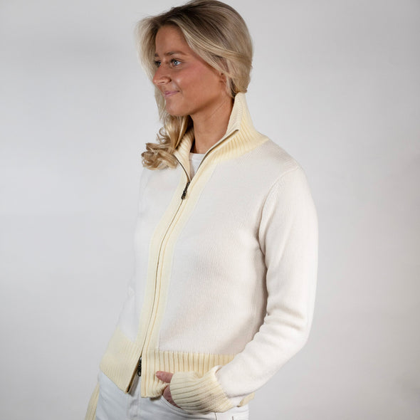 Contrast cardigan Offwhite/lysegul