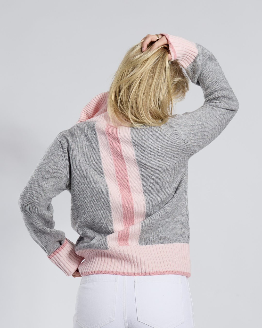 Contrast cardigan Lysgrå/lysrosa/rosa