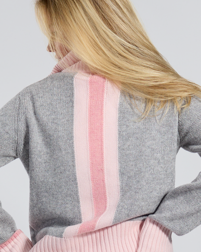 Contrast cardigan Lysgrå/lysrosa/rosa