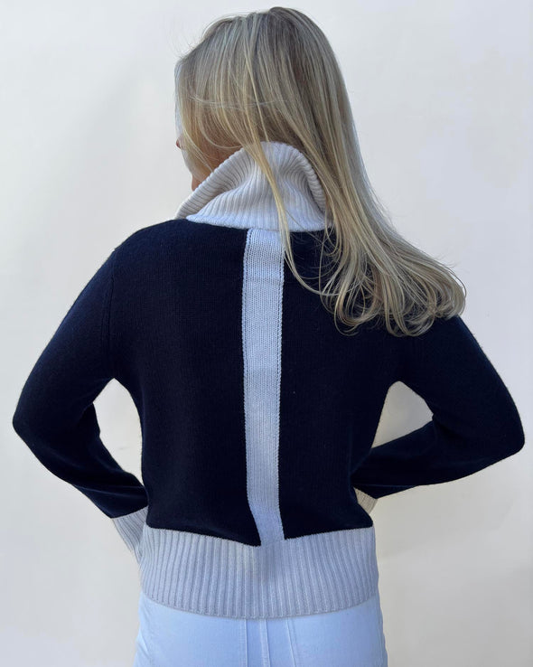Contrast cardigan Navy / Offwhite