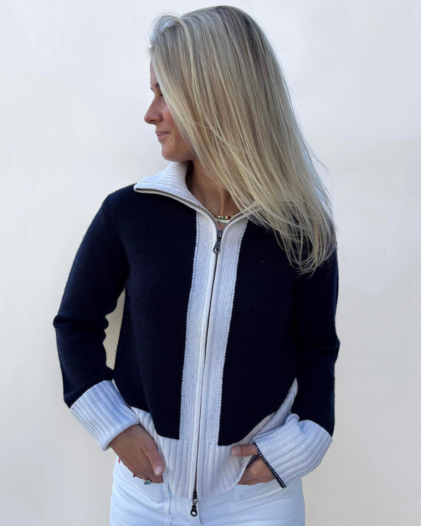 Contrast cardigan Navy / Offwhite