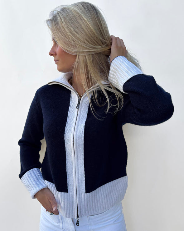 Contrast cardigan Navy / Offwhite