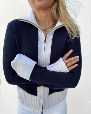 Contrast cardigan Navy / Offwhite