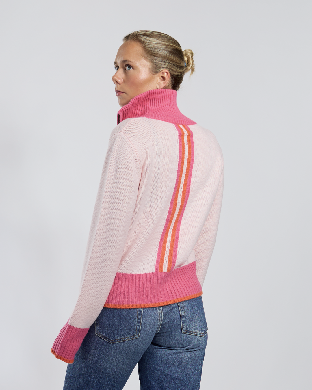 Contrast cardigan lyserosa/rosa/oransje
