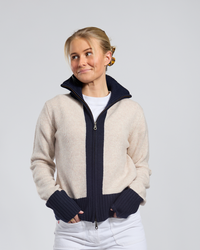 Contrast cardigan sand/navy
