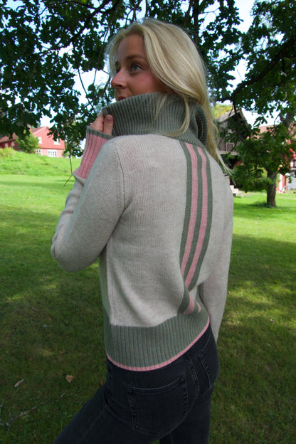 Zip sand/oliven/rosa