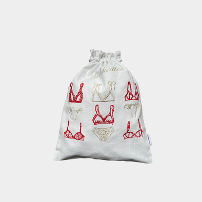 Undertøypose hvit - rød/sand