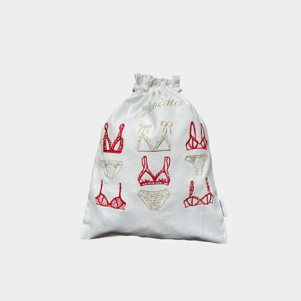 Undertøypose hvit - rød/sand