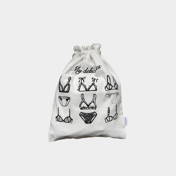 Skittentøypose hvit - svart/sølv