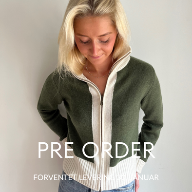 Contrast cardigan Oliven / Offwhite - PRE ORDER