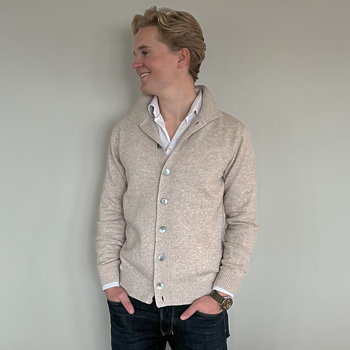 Fredrik cardigan - Sand / toast/sand