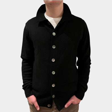 Fredrik cardigan - Svart - toast/ sand