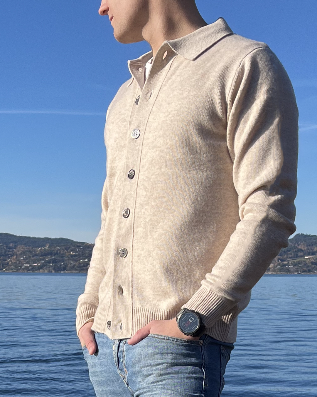 Fredrik cardigan - Sand / toast/sand