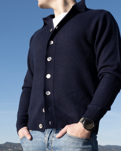 Fredrik cardigan - Navy/ sand/toast