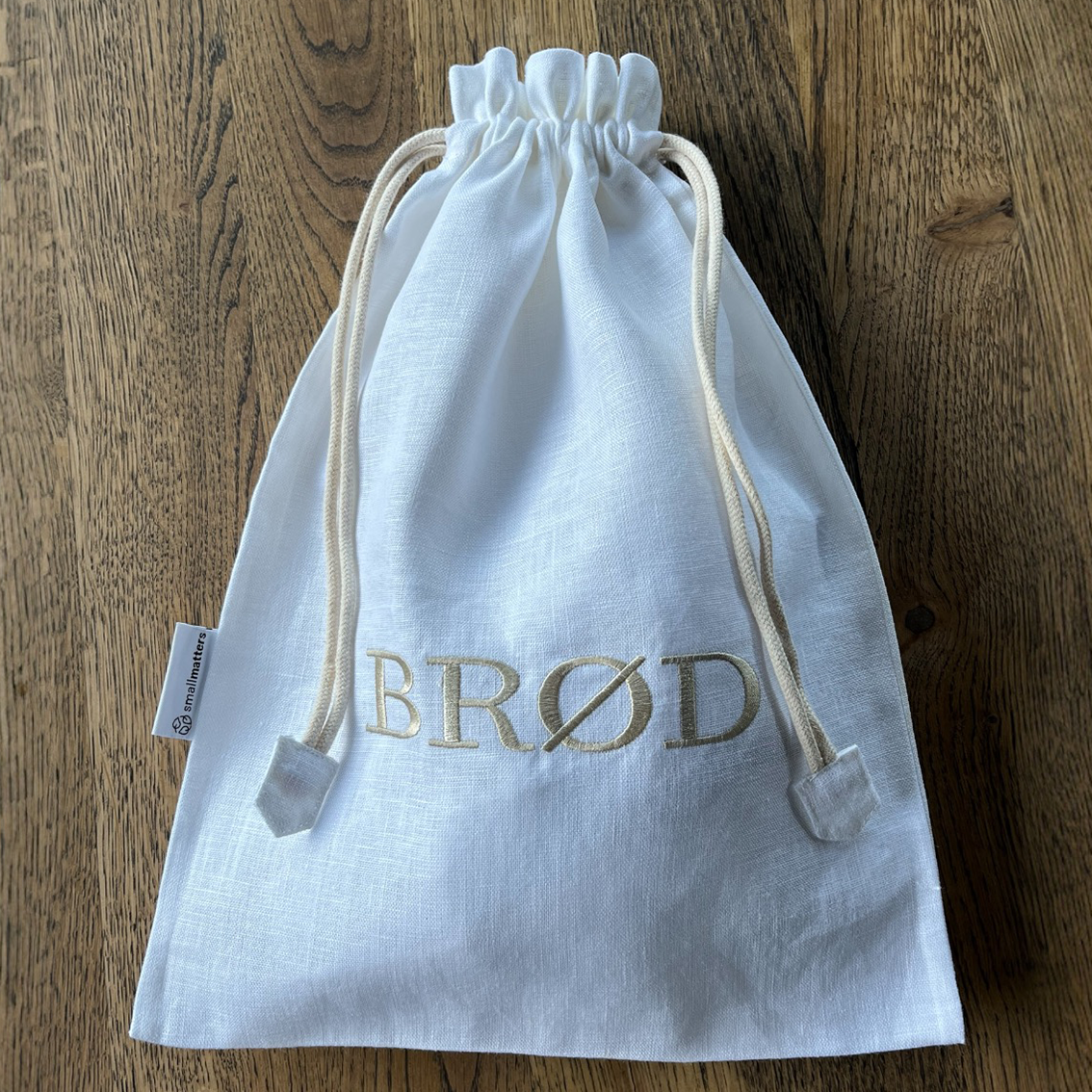 Brødpose - Offwhite med sand broderi