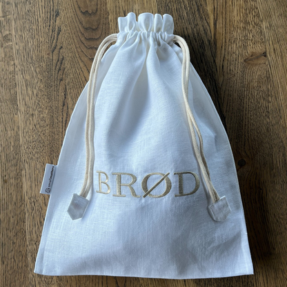 Brødpose - Offwhite med sand broderi
