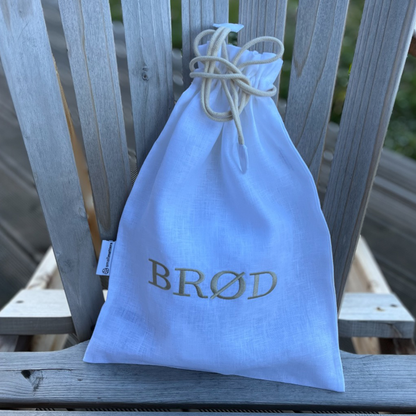 Brødpose - Offwhite med sand broderi