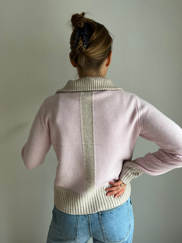 Contrast cardigan Lyserosa/sand