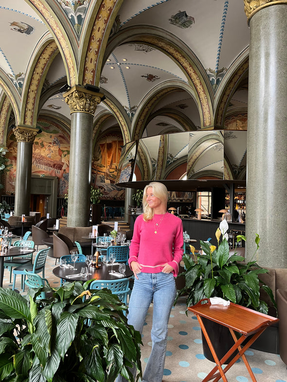 Round neck kashmir - Rosa/sand