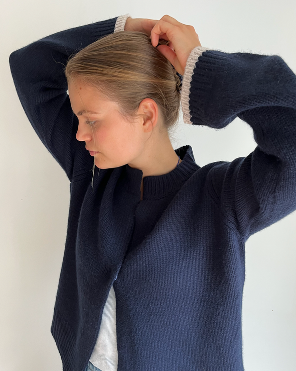 Floor cardigan Navy/sand