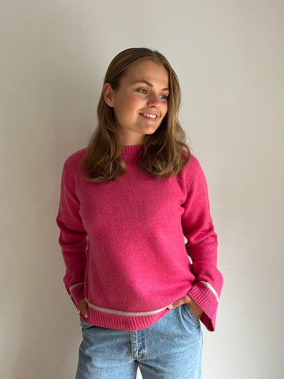 Round neck cashmere - Pink/sand
