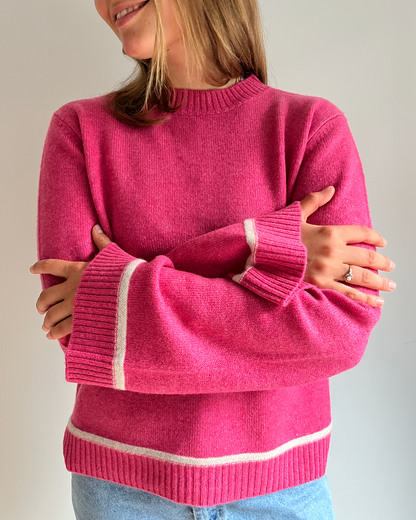 Round neck cashmere - Pink/sand