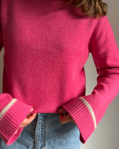 Round neck cashmere - Pink/sand