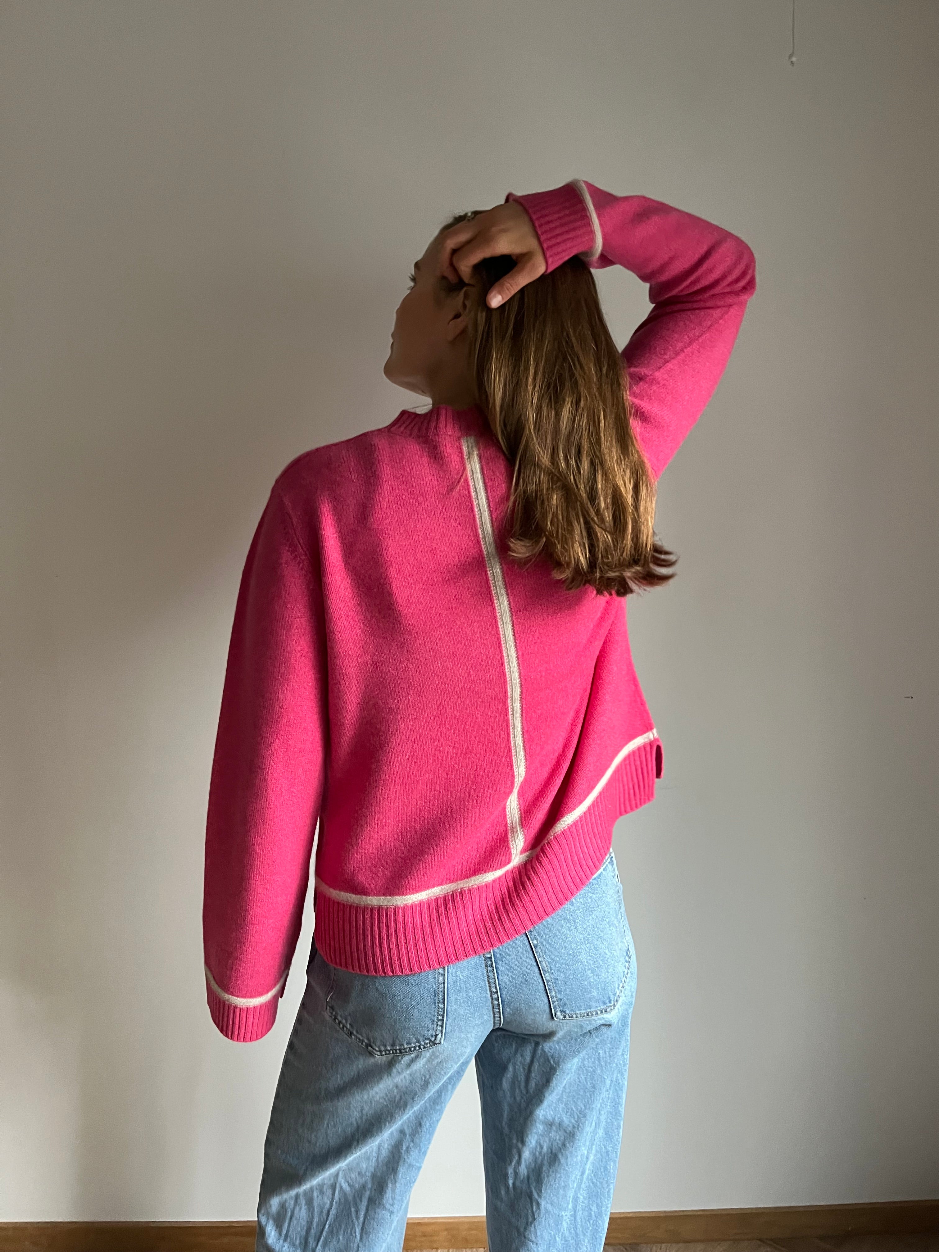 Round neck cashmere - Pink/sand