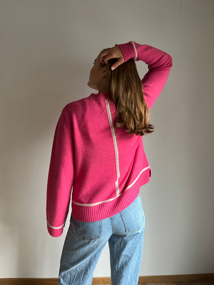 Round neck cashmere - Pink/sand