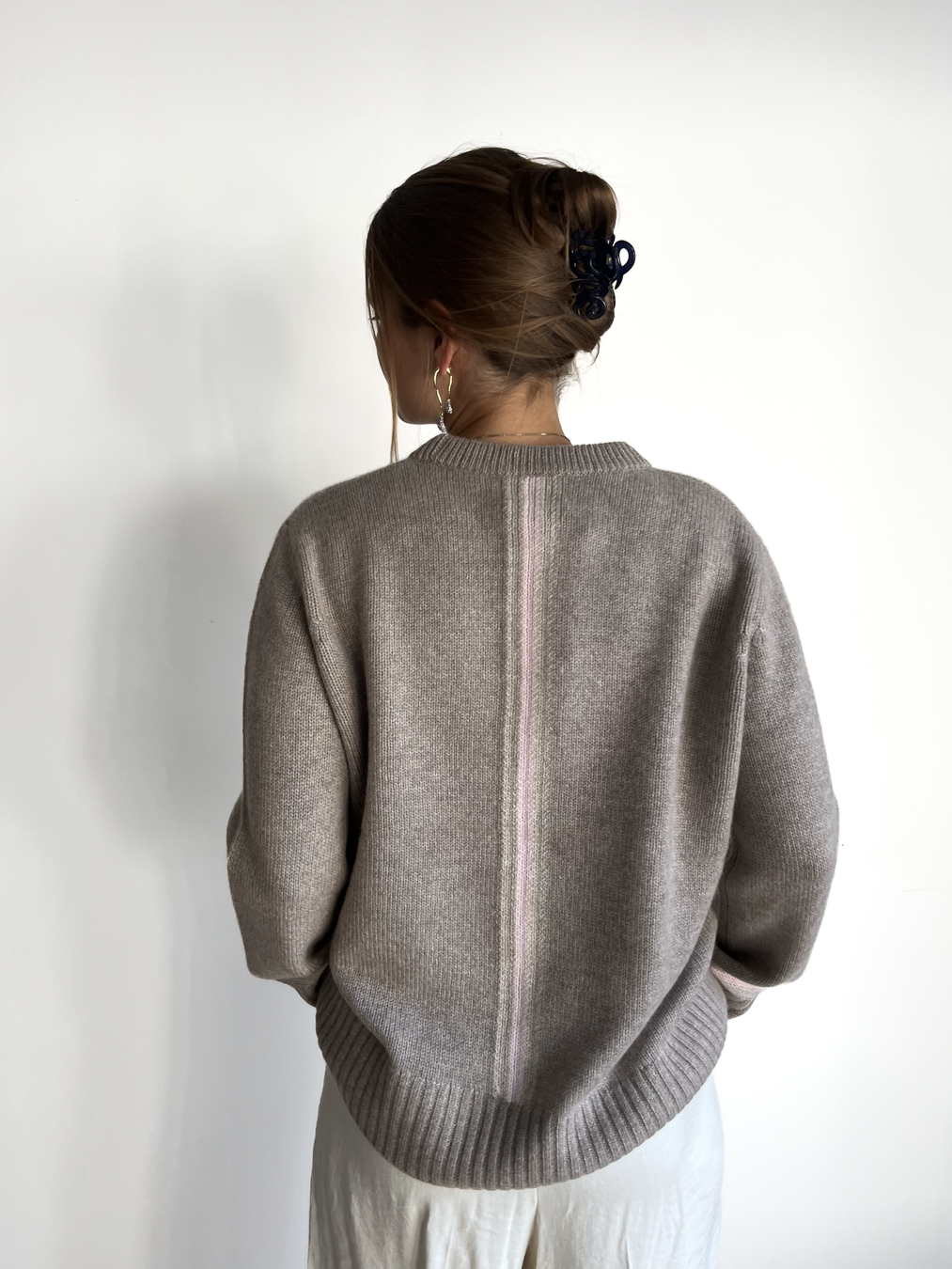 Gilli round neck cashmere - Sand/light sand/light pink 