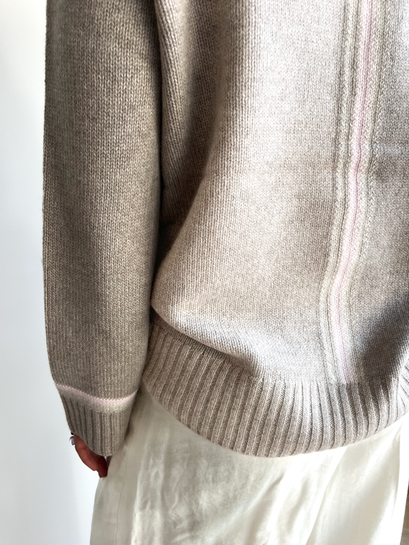 Gilli round neck kashmir - Sand/lyssand