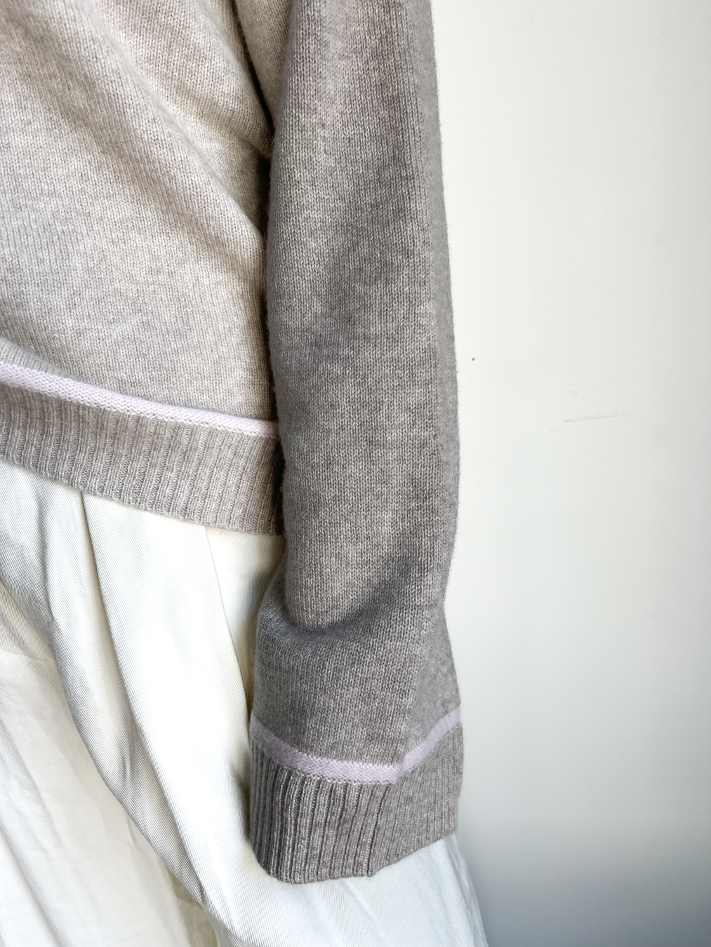 Gilli round neck cashmere - Sand/light sand/light pink 