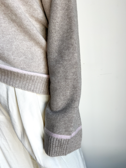 Gilli round neck cashmere - Sand/light sand/light pink 