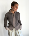 Contrast cardigan Mørk brun/sand