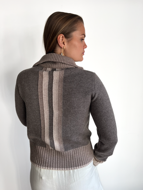 Contrast cardigan Mørk brun/sand