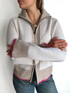 Contrast cardigan Offwhite/sand/rosa