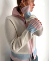 Contrast cardigan Offwhite/lyserosa/lyseblå