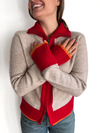 Contrast cardigan Sand/rød/oransje