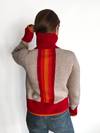 Contrast cardigan Sand/rød/oransje