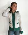 Celeste hood cardigan Offwhite/grønn/sand