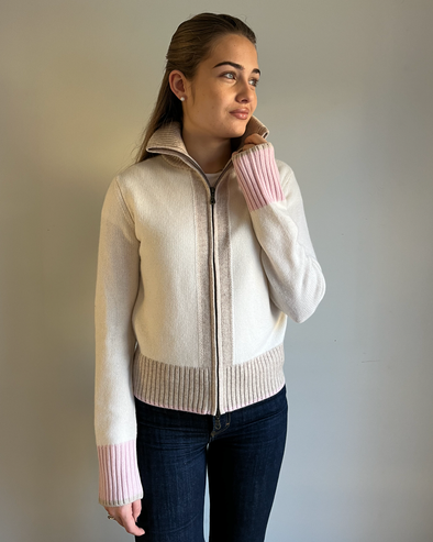 Contrast cardigan offwhite/toast/lyserosa