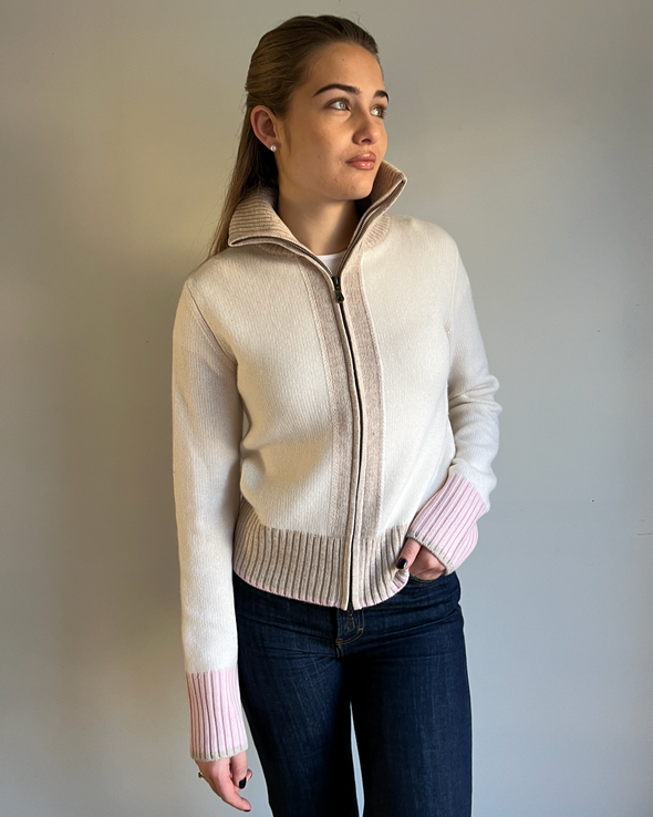 Contrast cardigan offwhite/toast/lyserosa