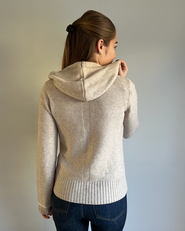 Celeste hood cardigan sand/lyssand