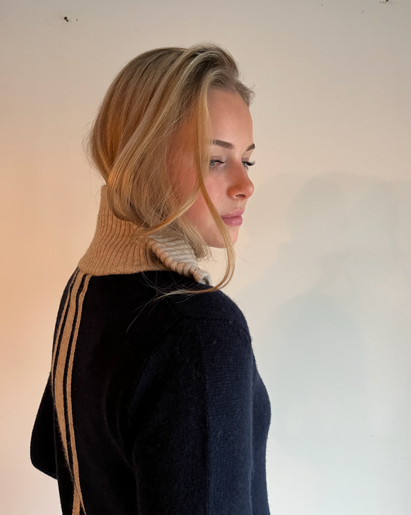 Contrast cardigan Navy / Sand