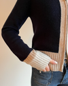 Contrast cardigan Navy / Sand