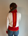 Contrast cardigan offwhite/rød/oransje rainbow